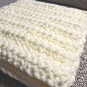 Hand Crochet Blanket, "Vanilla Buttercream" Color. Made-upon-ordering.